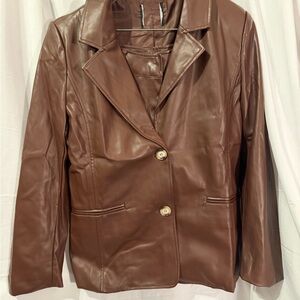 Brown Leather Women Shorts